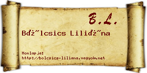Bölcsics Liliána névjegykártya